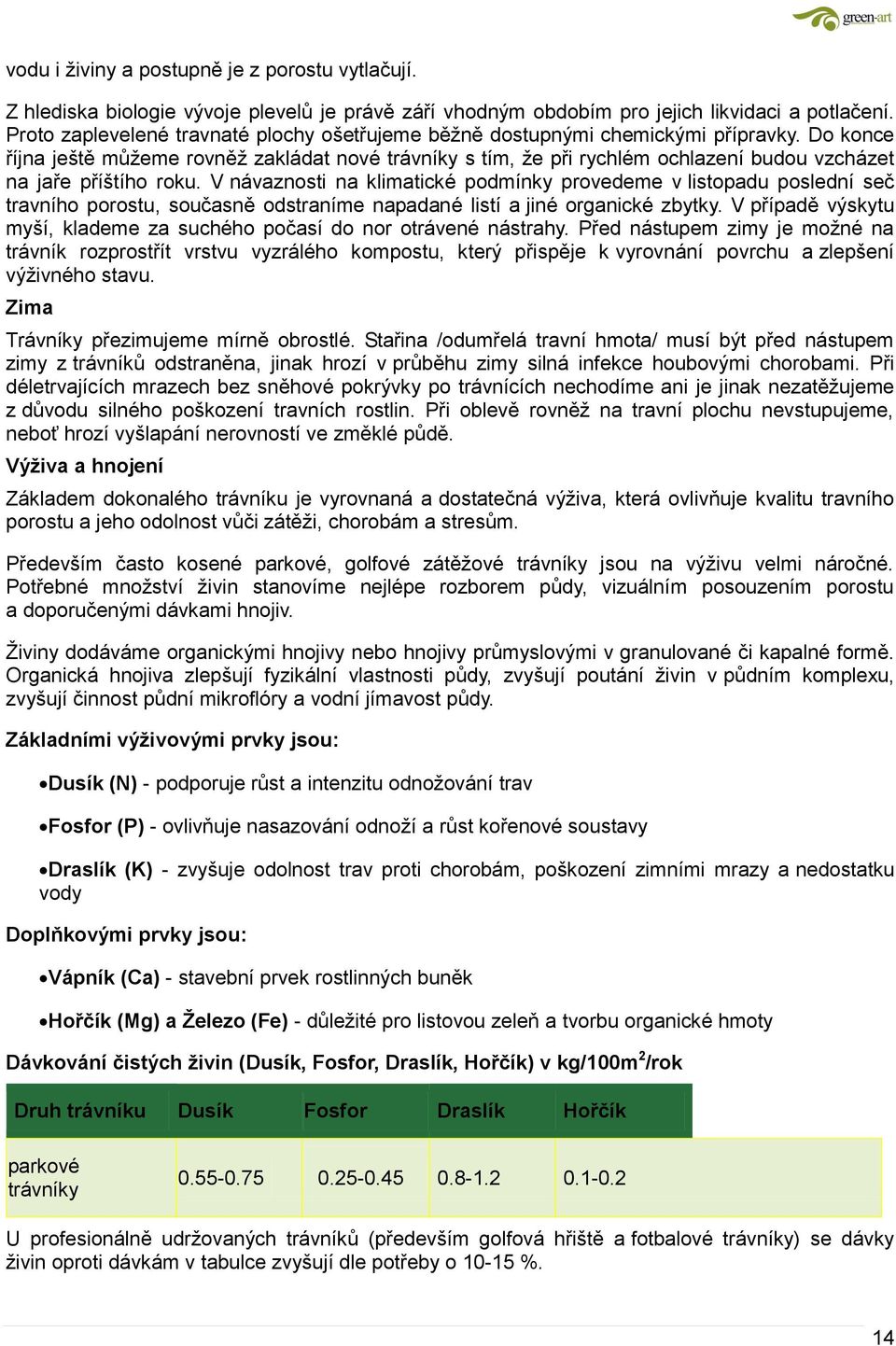 Do konce října ještě můžeme rovněž zakládat nové trávníky s tím, že při rychlém ochlazení budou vzcházet na jaře příštího roku.