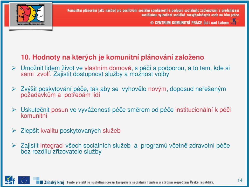 Zajistit dostupnost služby a možnost volby Zvýšit poskytování péče, tak aby se vyhovělo novým, doposud neřešeným požadavkům a