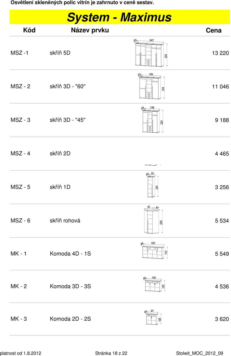 MSZ - 3 skříň 3D - "45" 9 188 MSZ - 4 skříň 2D 4 465 MSZ - 5 skříň 1D 3 256 MSZ - 6 skříň