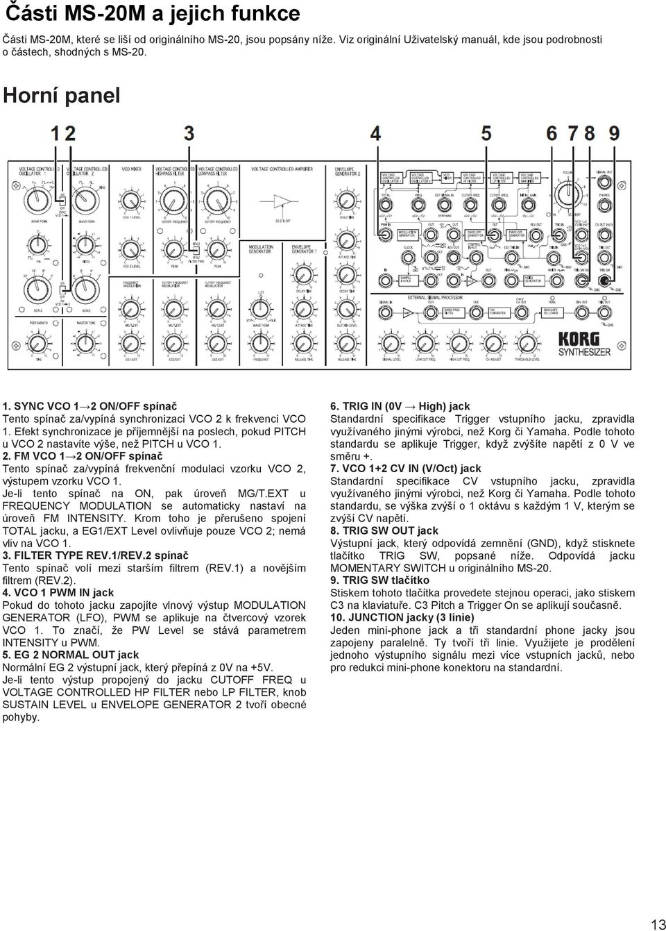 Je-li tento spínač na ON, pak úroveň MG/T.EXT u FREQUENCY MODULATION se automaticky nastaví na úroveň FM INTENSITY.