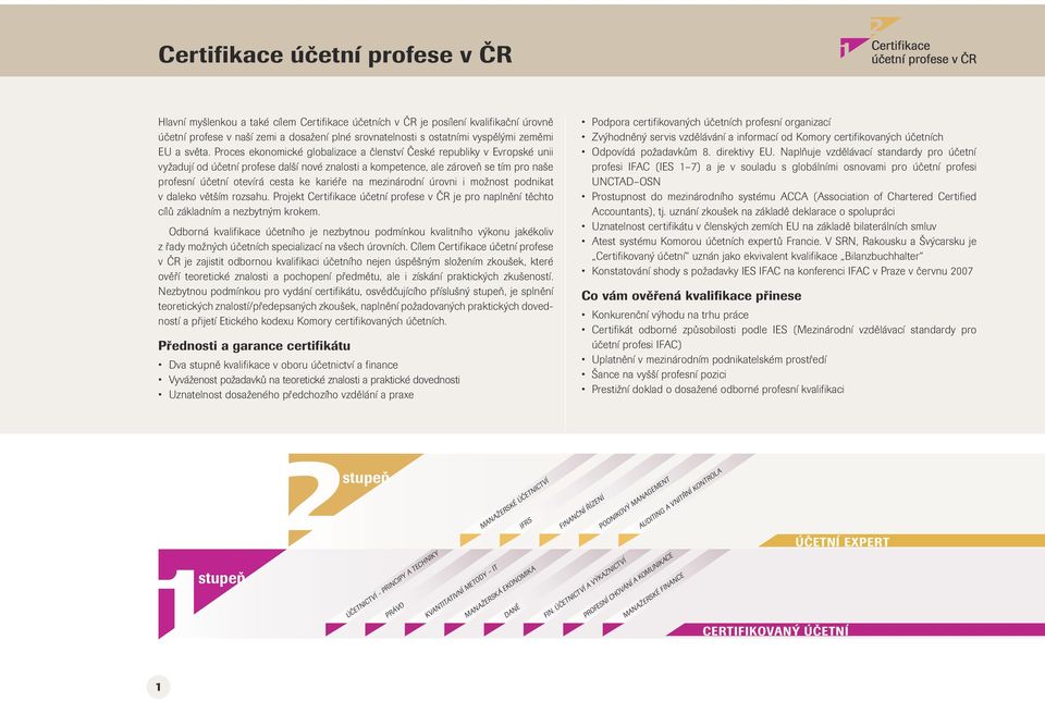 Proces eonomicé globalizace a členství Česé republiy v Evropsé unii vyžadují od účetní profese další nové znalosti a ompetence, ale zároveň se tím pro naše profesní účetní otevírá cesta e ariéře na