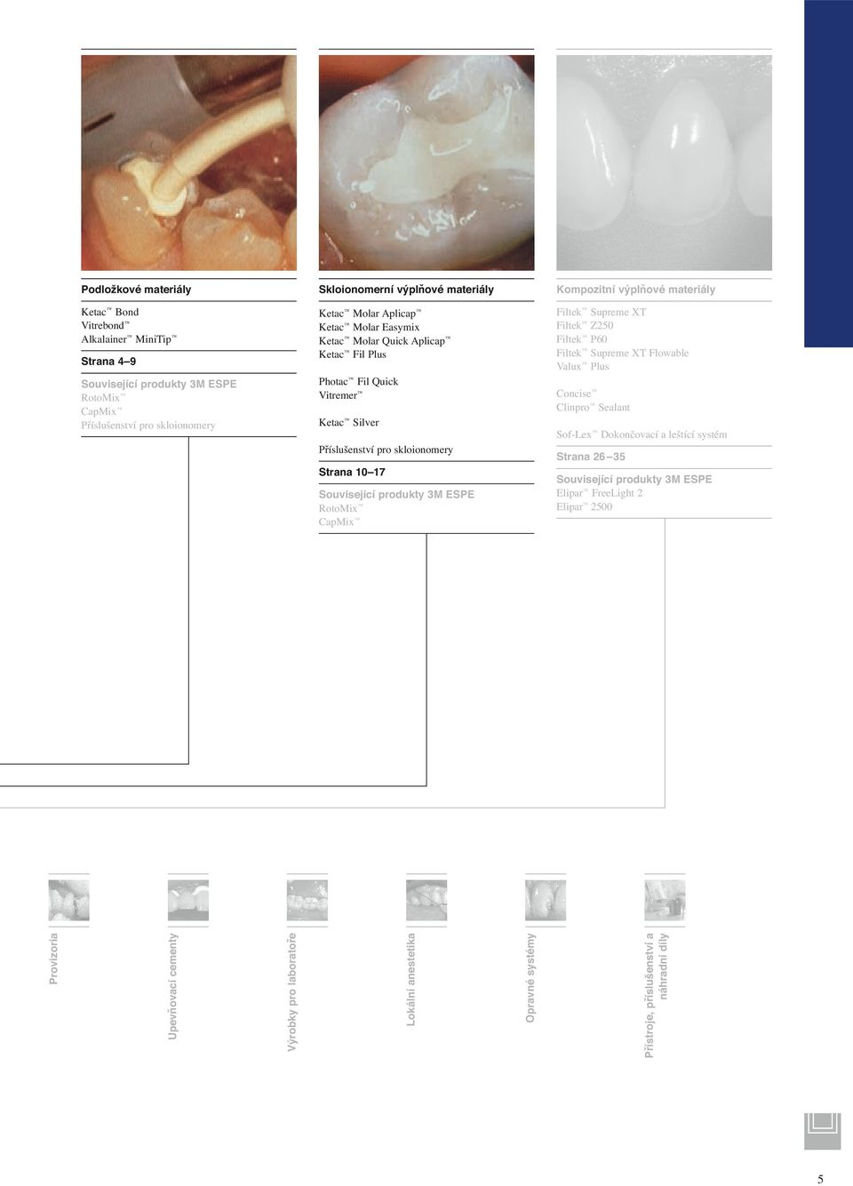 10 17 3M ESPE RotoMix CapMix Filtek Supreme XT Filtek Z250 Filtek P60 Filtek Supreme XT Flowable Valux Plus Concise Clinpro Sealant Sof-Lex Dokončovací a leštící systém