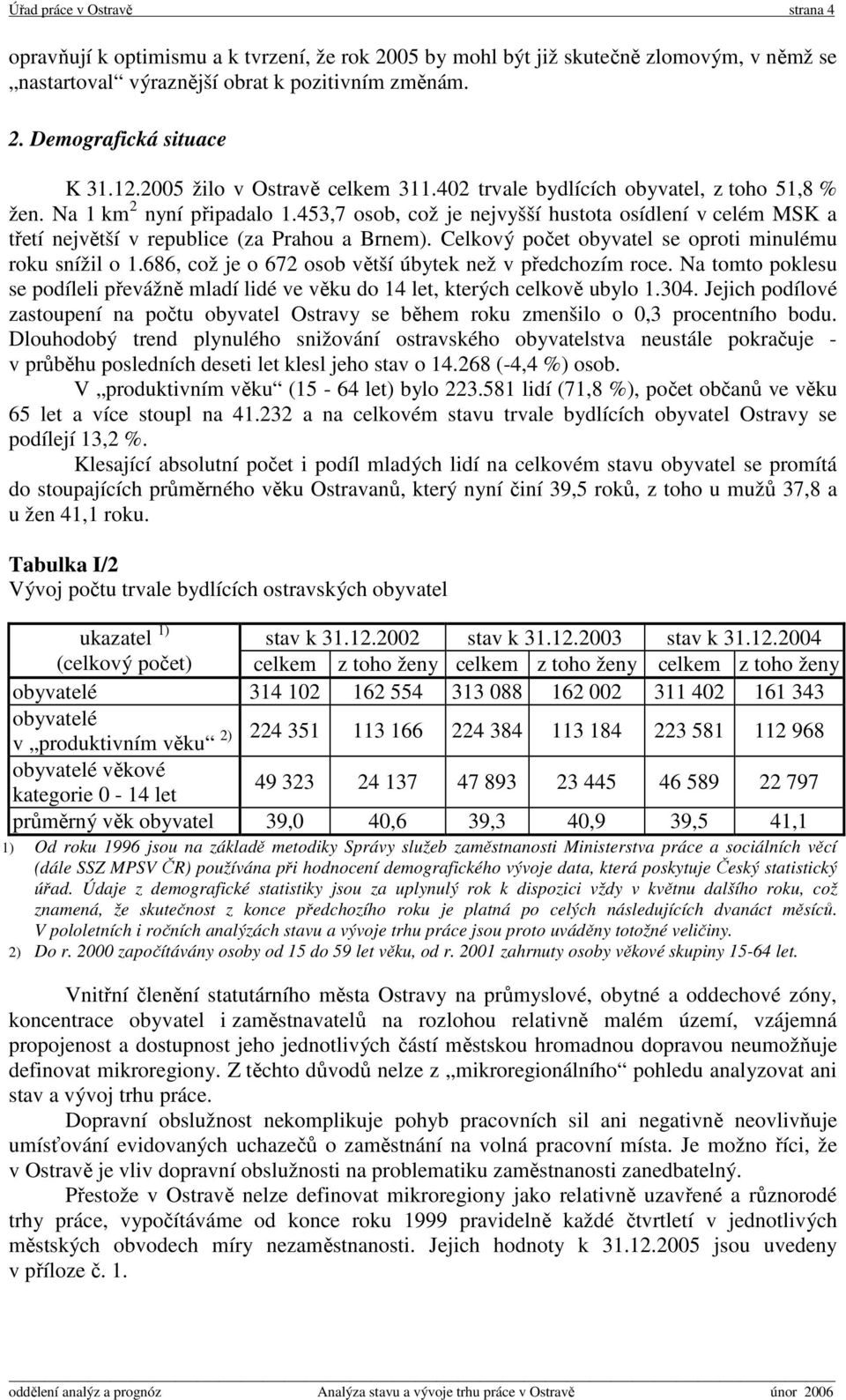 453,7 osob, což je nejvyšší hustota osídlení v celém MSK a třetí největší v republice (za Prahou a Brnem). Celkový počet obyvatel se oproti minulému roku snížil o 1.