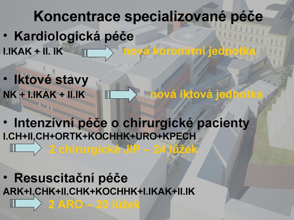 IK nová iktová jednotka Intenzivní péče o chirurgické pacienty I.CH+II.