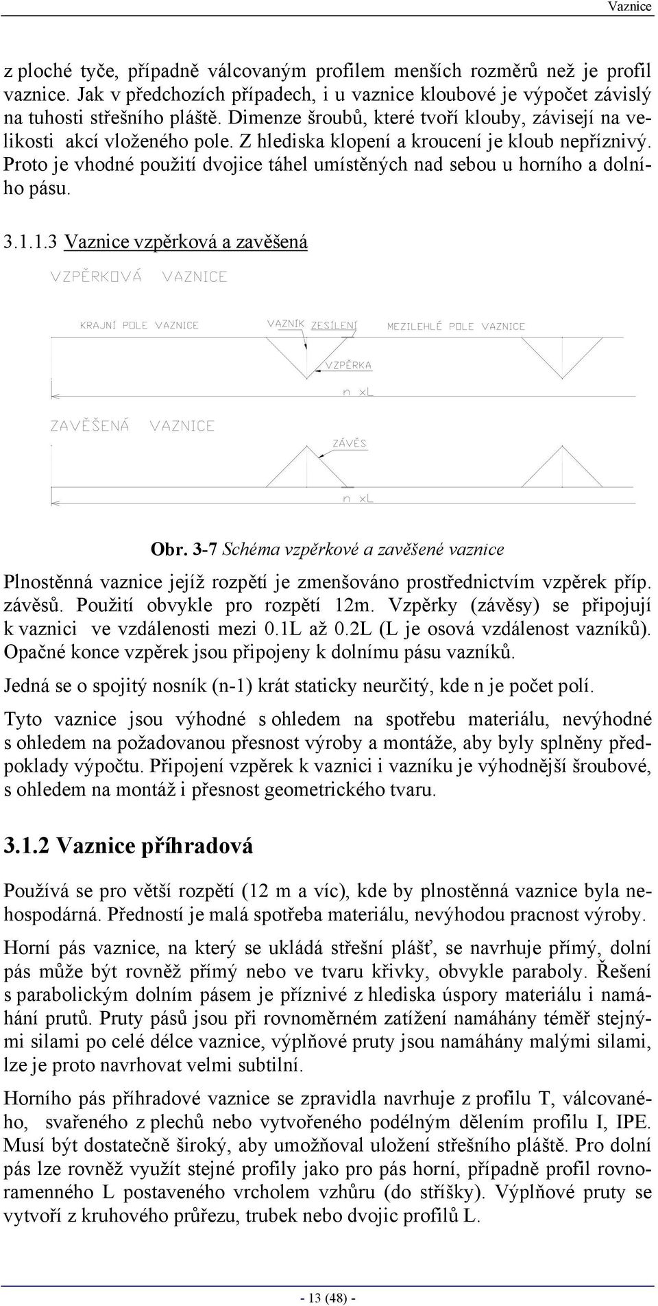 Proto je vhodné použití dvojice táhel umístěných nad sebou u horního a dolního pásu.... Vanice vpěrková a avěšená Obr.