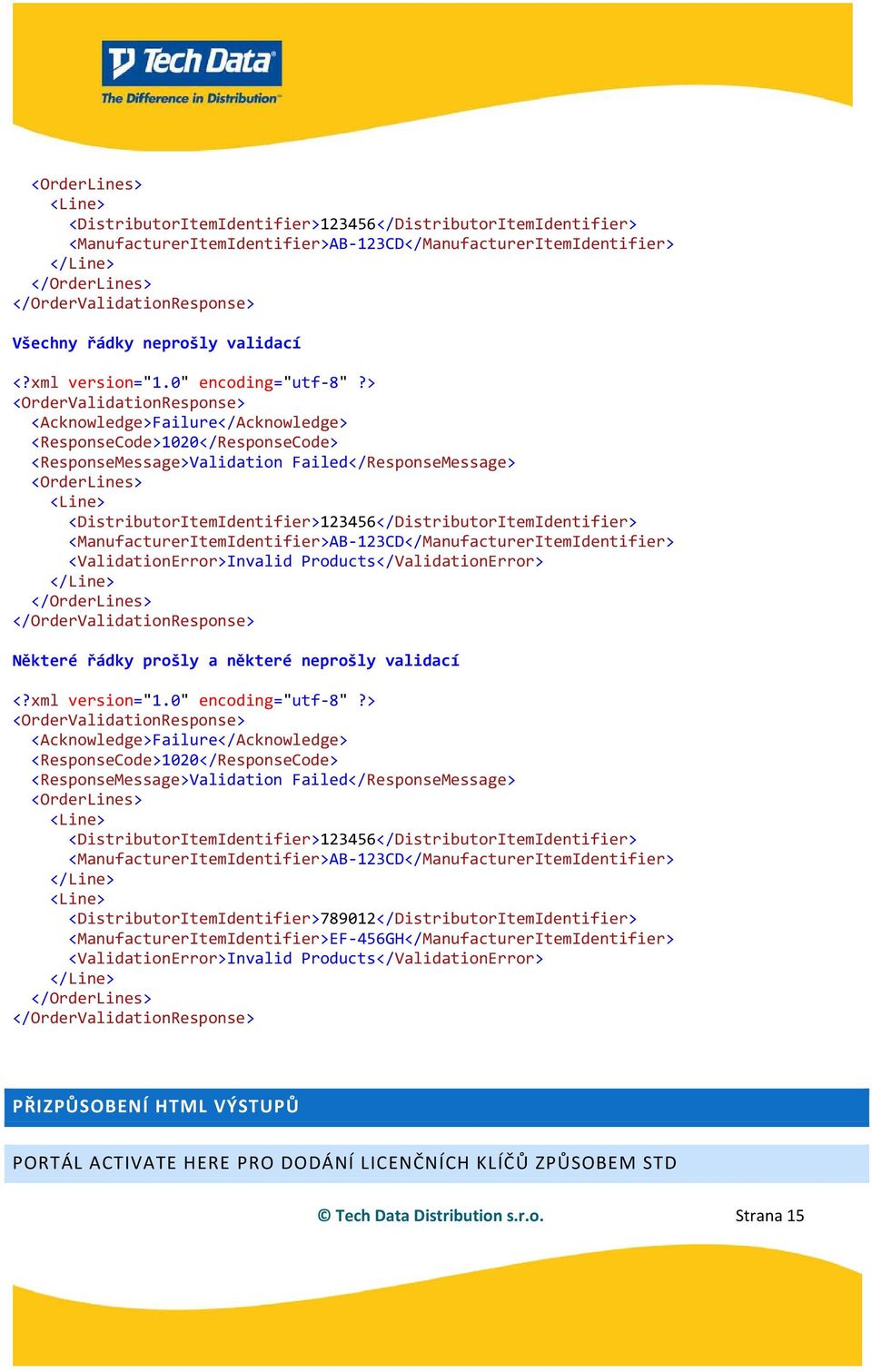 > <OrderValidationResponse> <Acknowledge>Failure</Acknowledge> <ResponseCode>1020</ResponseCode> <ResponseMessage>Validation Failed</ResponseMessage> <OrderLines> <Line>