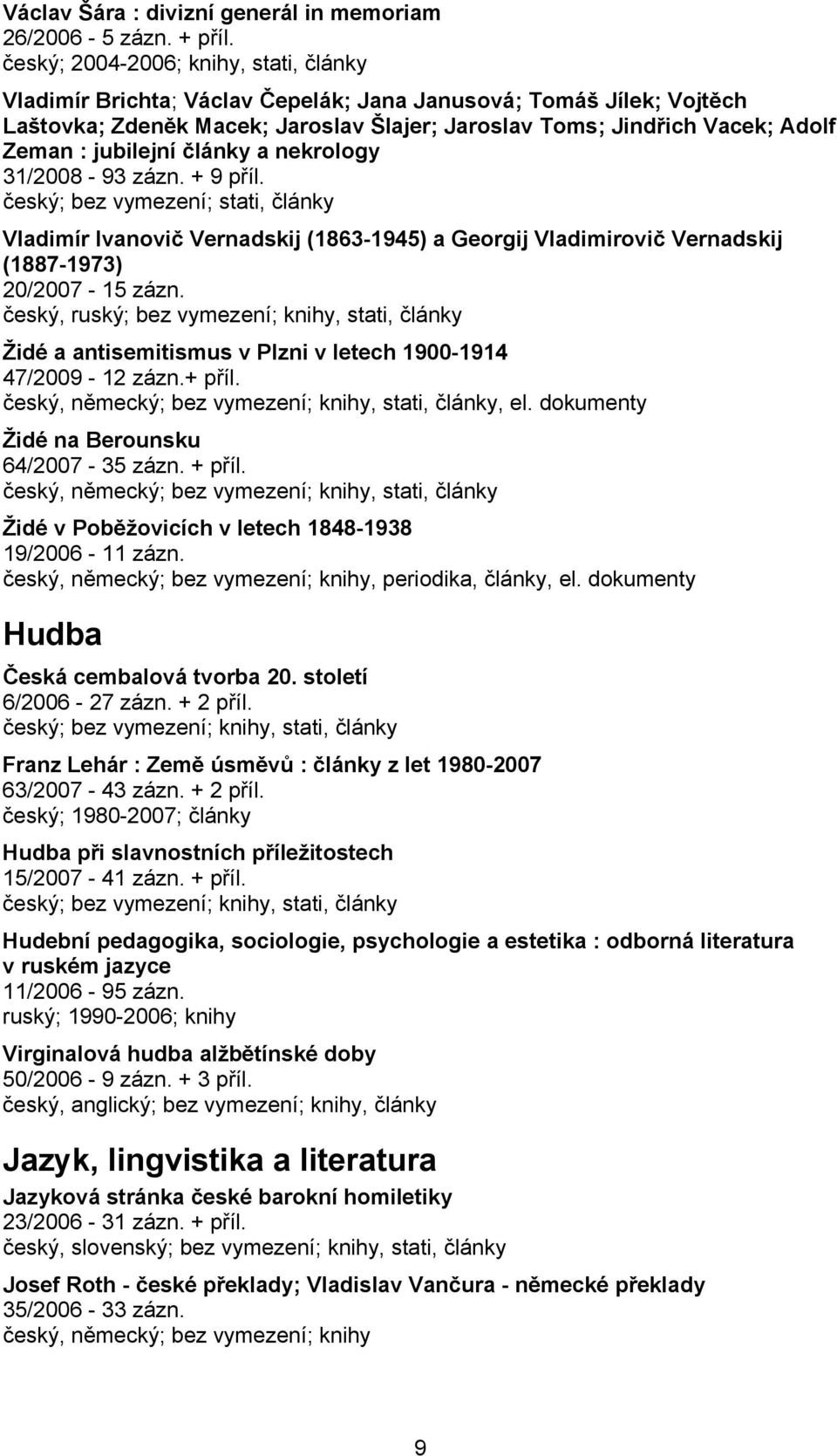 jubilejní články a nekrology 31/2008-93 zázn. + 9 příl. český; bez vymezení; stati, články Vladimír Ivanovič Vernadskij (1863-1945) a Georgij Vladimirovič Vernadskij (1887-1973) 20/2007-15 zázn.