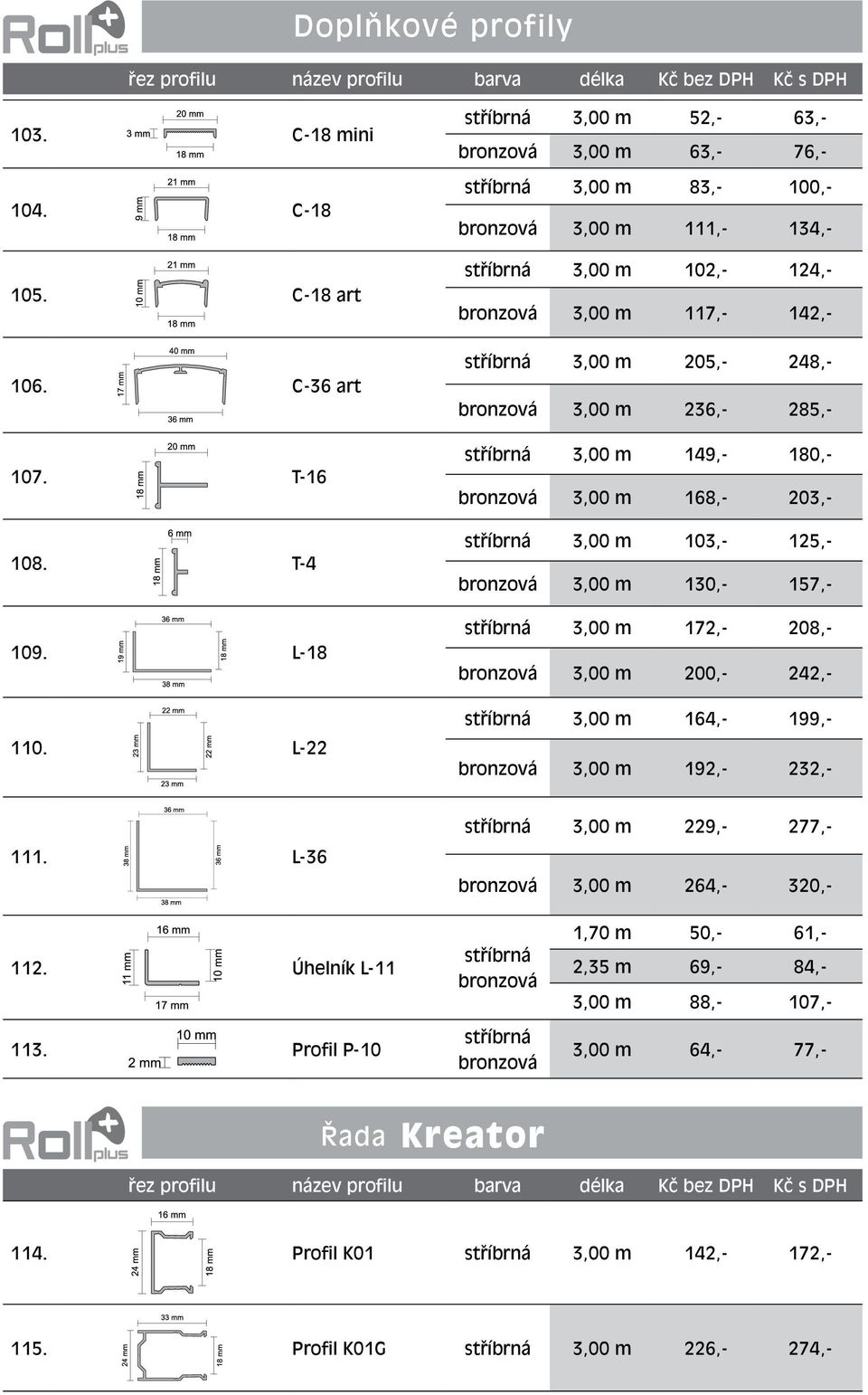 L-18 3,00 m 205,- 248,- 3,00 m 236,- 285,- 3,00 m 149,- 180,- 3,00 m 168,- 203,- 3,00 m 103,- 125,- 3,00 m 130,- 157,- 3,00 m 172,- 208,- 3,00 m 200,- 242,- 3,00 m 164,- 199,- 110.