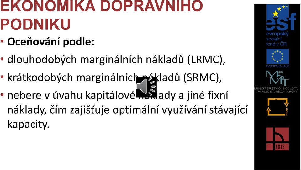 nebere v úvahu kapitálové náklady a jiné fixní