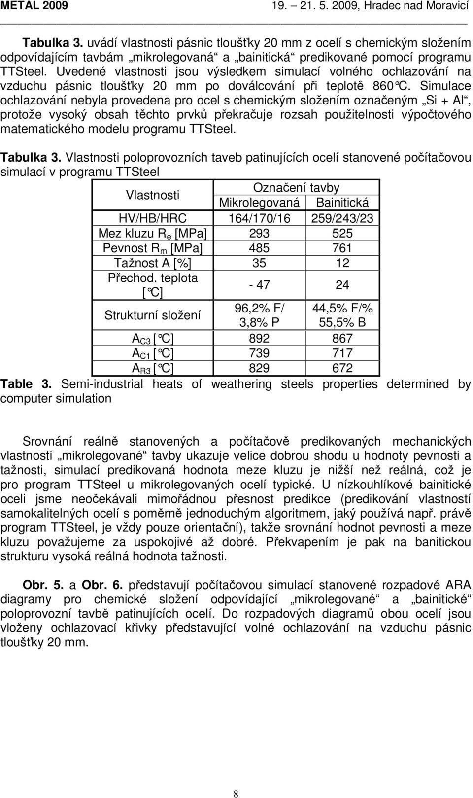 Simulace ochlazování nebyla provedena pro ocel s chemickým složením označeným Si + Al, protože vysoký obsah těchto prvků překračuje rozsah použitelnosti výpočtového matematického modelu programu