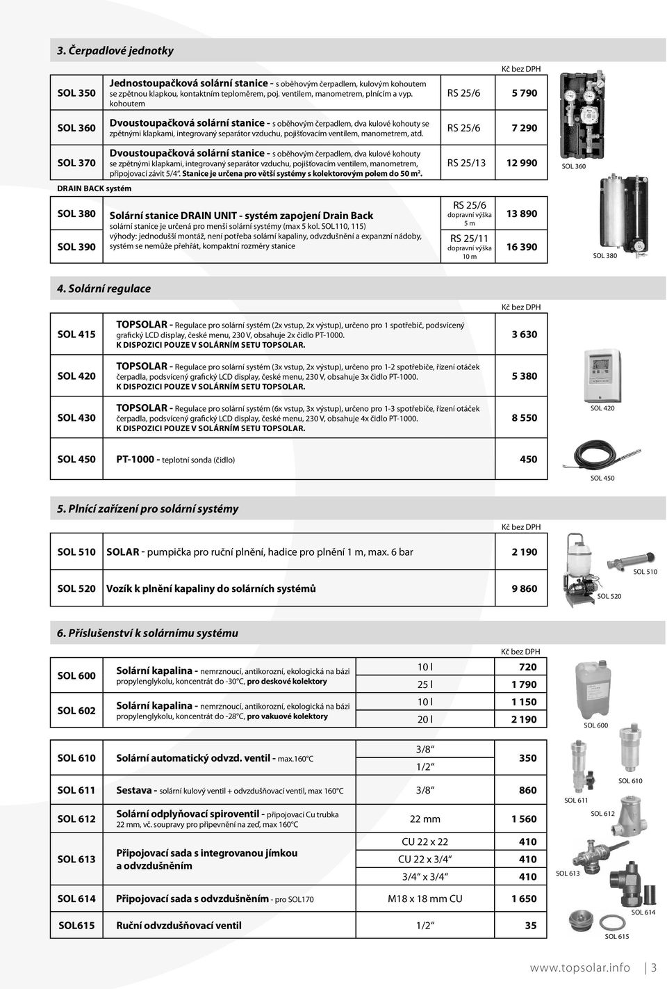 RS 25/6 5 790 RS 25/6 7 290 SOL 370 Dvoustoupačková solární stanice - s oběhovým čerpadlem, dva kulové kohouty se zpětnými klapkami, integrovaný separátor vzduchu, pojišťovacím ventilem, manometrem,