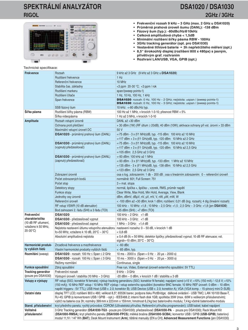 ) 8,5 širokoúhlý displej (rozlišení 800 x 480px) s jasným, přívětivým graf. rozhraním Rozhraní LAN/USB, VGA, GPIB (opt.