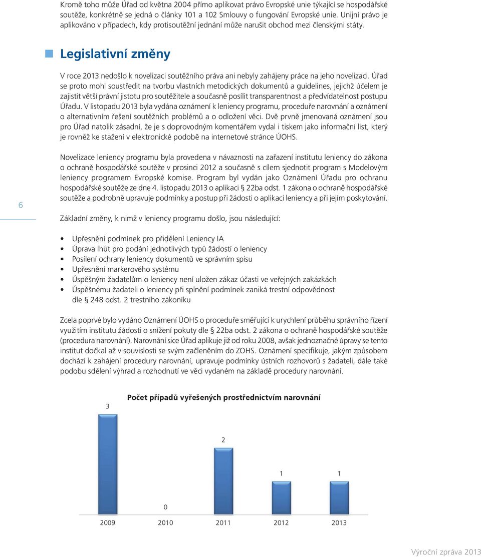 Legislativní změny V roce 2013 nedošlo k novelizaci soutěžního práva ani nebyly zahájeny práce na jeho novelizaci.