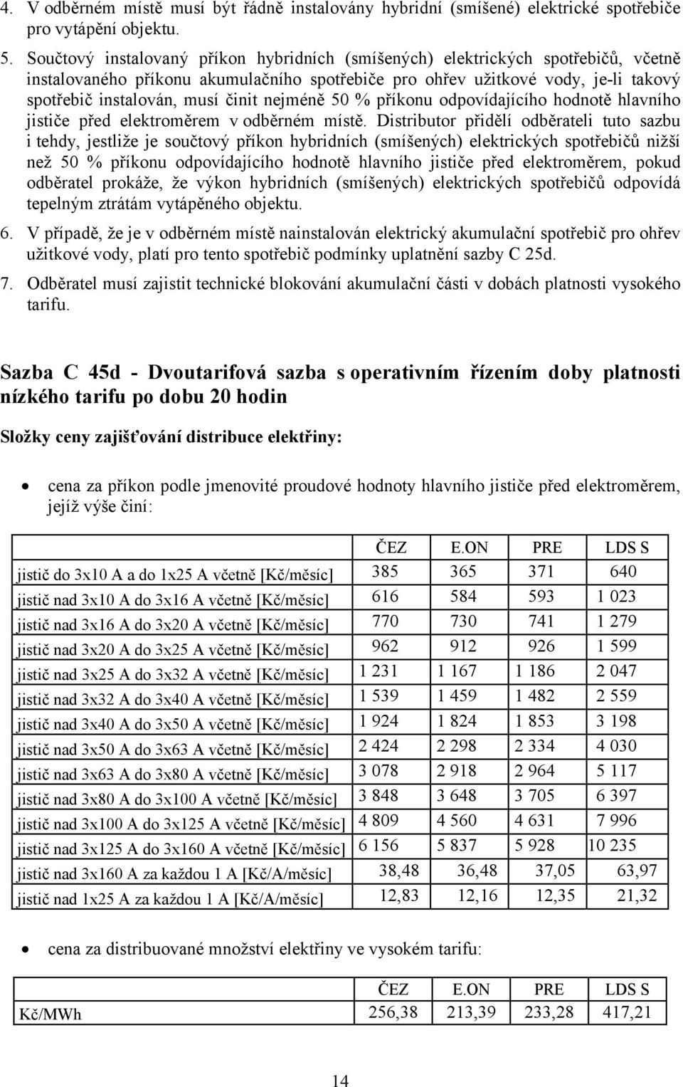 nejméně 50 % příkonu odpovídajícího hodnotě hlavního jističe před elektroměrem v odběrném místě.