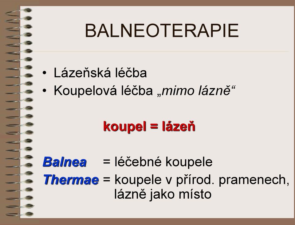 lázeň Balnea = léčebné koupele