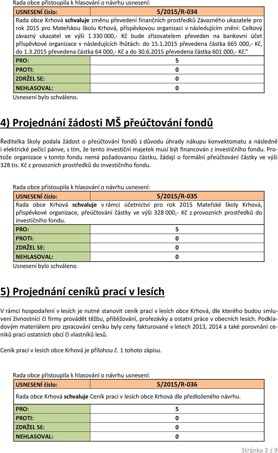 6.2015 převedena částka 601 000,- Kč.