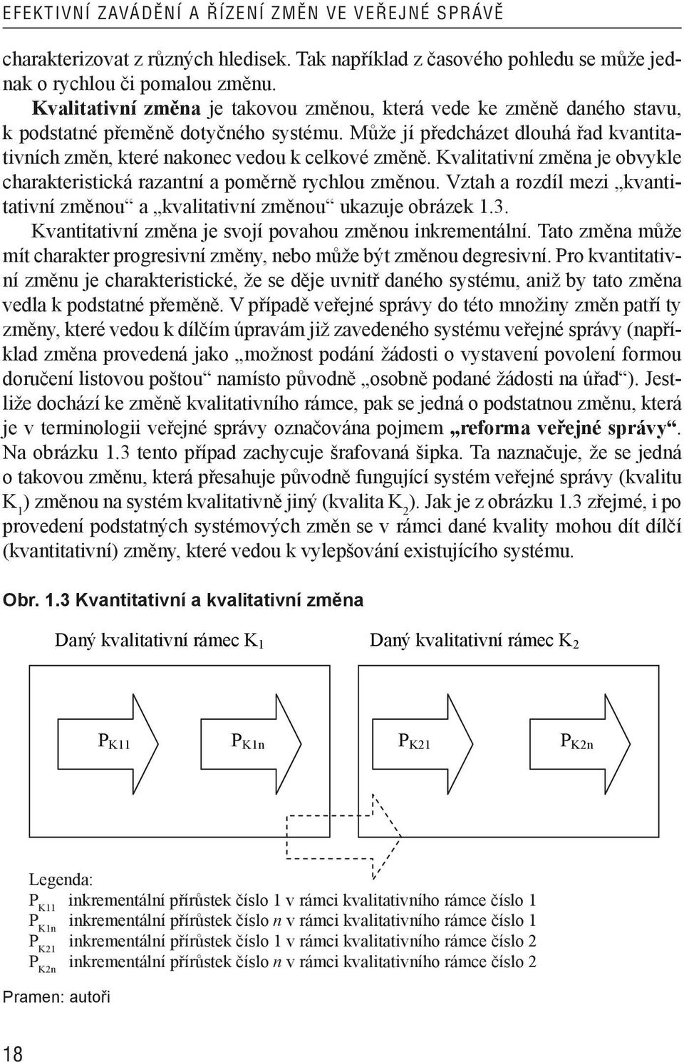 Kvalitativní změna je obvykle charakteristická razantní a poměrně rychlou změnou. Vztah a rozdíl mezi kvantitativní změnou a kvalitativní změnou ukazuje obrázek 1.3.