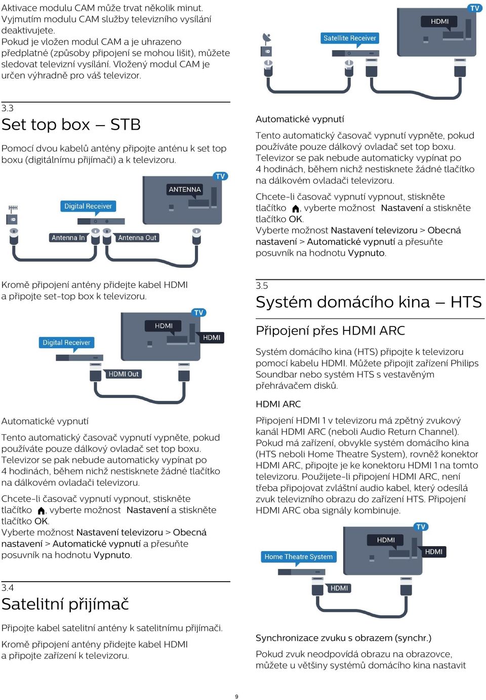 3 Automatické vypnutí Set top box STB Tento automatický časovač vypnutí vypněte, pokud používáte pouze dálkový ovladač set top boxu.