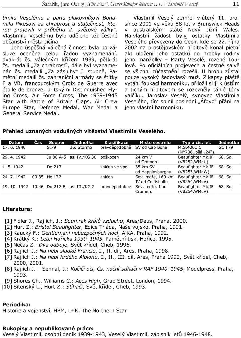 válečným křížem 1939, pětkrát čs. medailí Za chrabrost, dále byl vyznamenán čs. medailí Za zásluhy I. stupně, Pamětní medailí čs.