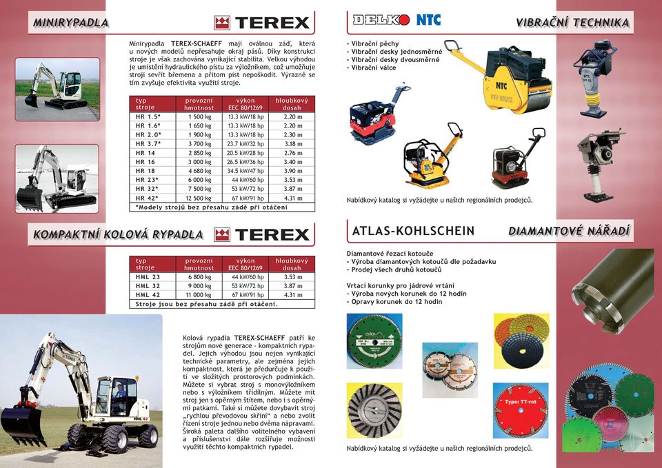 - Vibrační pěchy - Vibrační desky jednosměrné - Vibrační desky dvousměrné - Vibrační válce hloubkový HR 1.5* 1 500 kg 13.3 kw/18 hp 2.20 m HR 1.6* 1 650 kg 13.3 kw/18 hp 2.20 m HR 2.0* 1 900 kg 13.