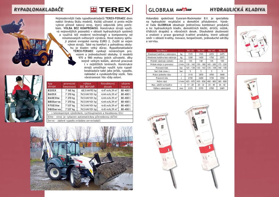 Konstrukce strojů využívá nejnovějších poznatků v oblasti hydraulických systémů a využívá též moderní technologii a komponenty od renomovaných světových výrobců.