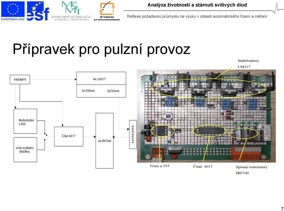 Multivibrátor s 555 ruční ovládání