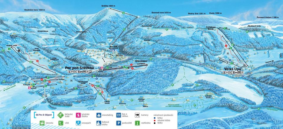 vlek snowpark bobová parkoviště rozhledna