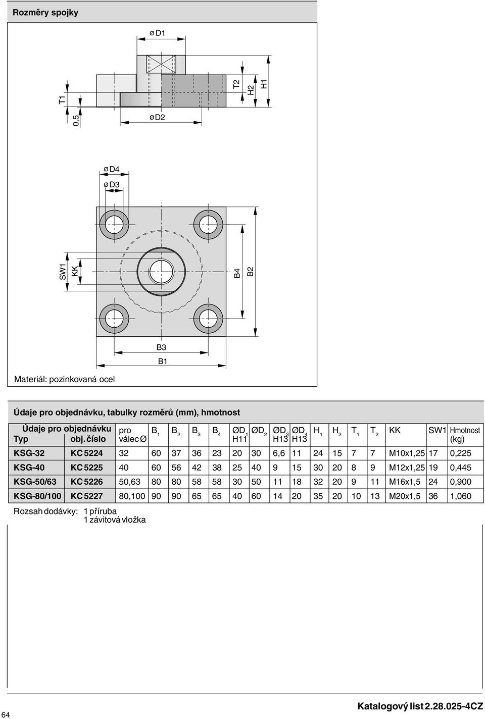 číslo válec Ø H11 H13 H13 (kg) KSG-32 KC 5224 32 60 37 36 23 20 30 6,6 11 24 15 7 7 M10x1,25 17 0,225 KSG-40 KC 5225 40 60 56 42 38 25 40 9 15 30 20 8 9