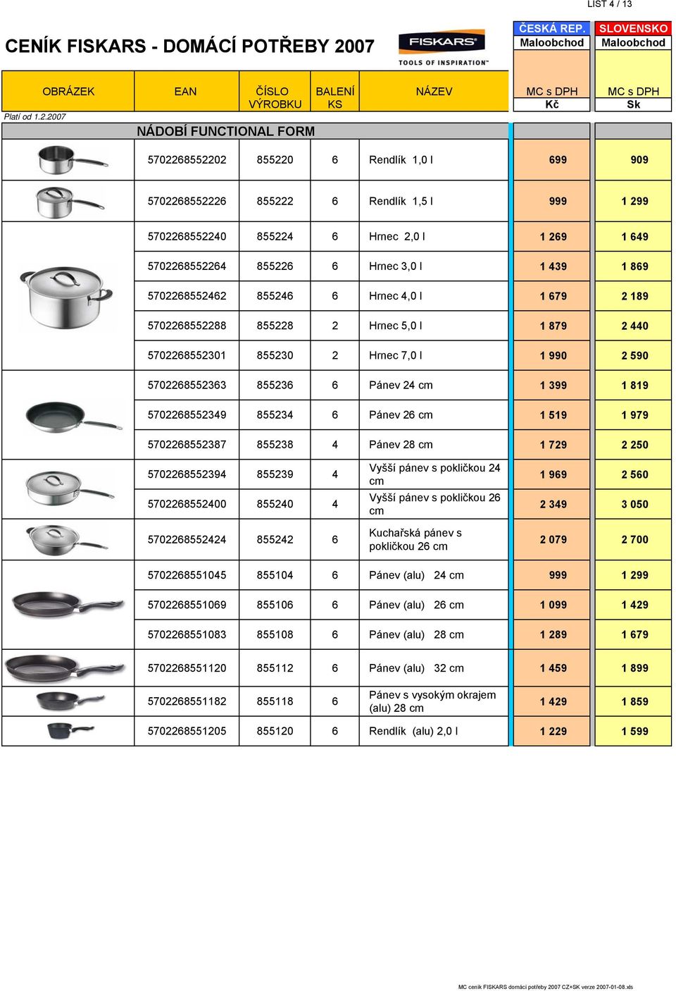 399 1 819 5702268552349 855234 6 Pánev 26 cm 1 519 1 979 5702268552387 855238 4 Pánev 28 cm 1 729 2 250 5702268552394 855239 4 5702268552400 855240 4 5702268552424 855242 6 Vyšší pánev s pokličkou 24