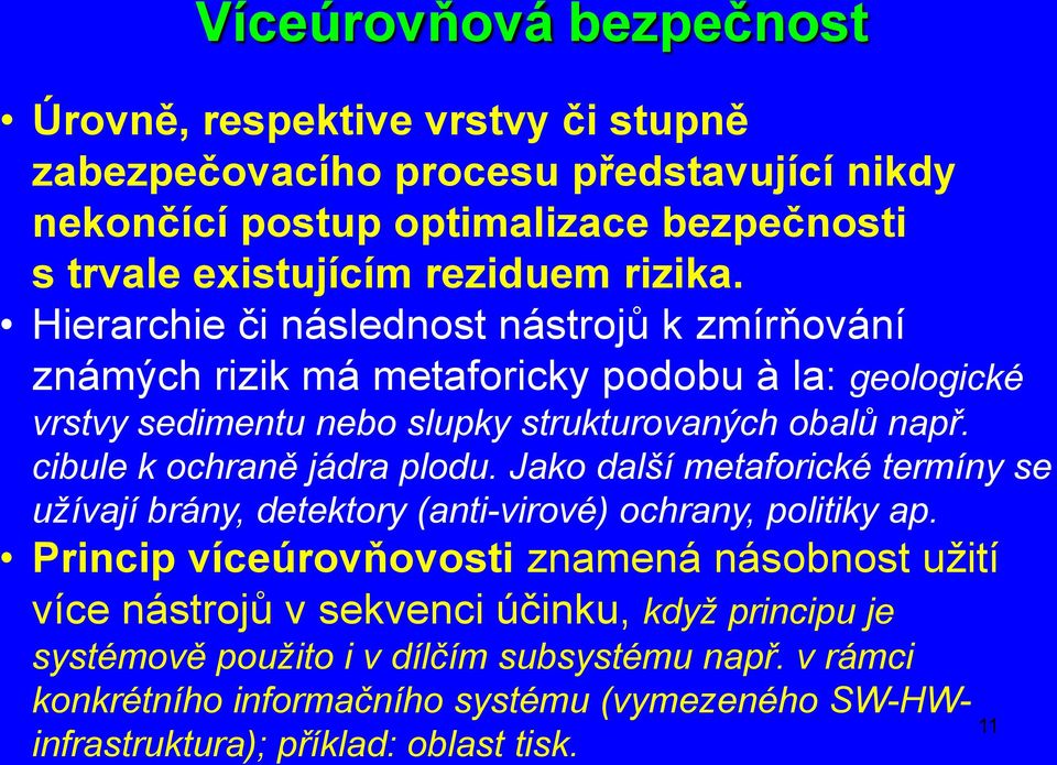 cibule k ochraně jádra plodu. Jako další metaforické termíny se užívají brány, detektory (anti-virové) ochrany, politiky ap.