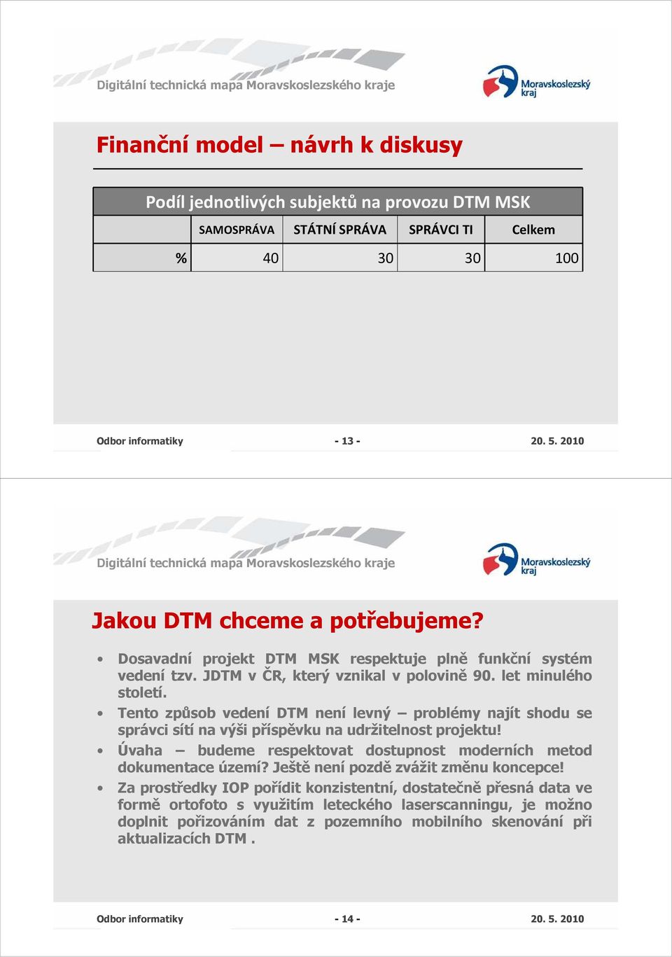 Tento způsob vedení DTM není levný problémy najít shodu se správci sítí na výši příspěvku na udržitelnost projektu! Úvaha budeme respektovat dostupnost moderních metod dokumentace území?