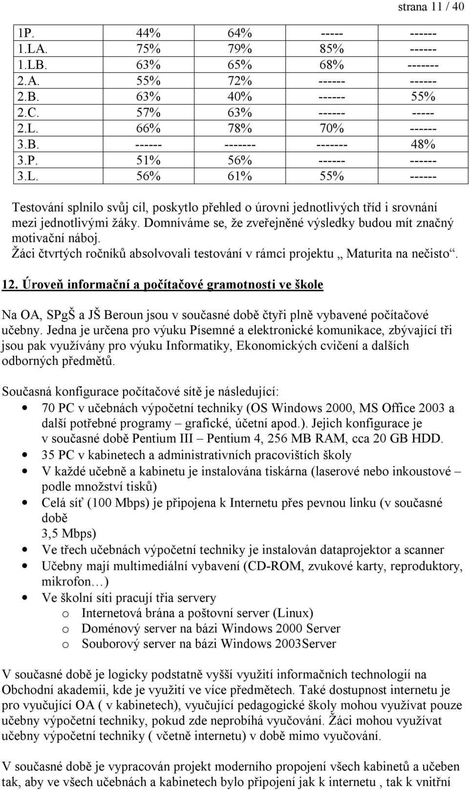 Domníváme se, že zveřejněné výsledky budou mít značný motivační náboj. Žáci čtvrtých ročníků absolvovali testování v rámci projektu Maturita na nečisto. 12.