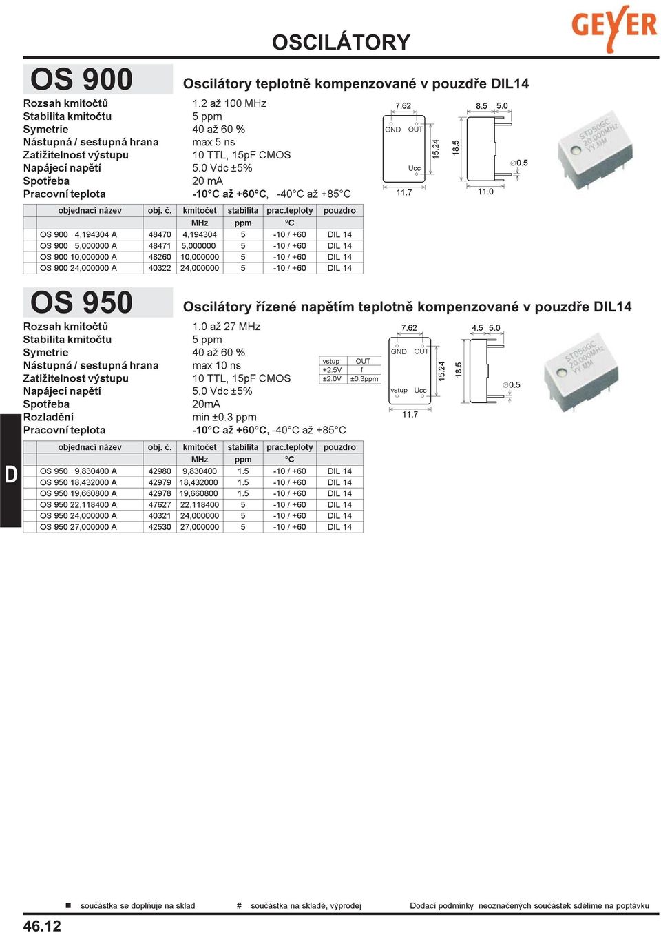 +60 IL 14 OS 900 24,000000 A 40322 24,000000 5-10 / +60 IL 14 OS 950 Oscilátory øízené napìtím teplotnì kompenzované v pouzdøe IL14 1.