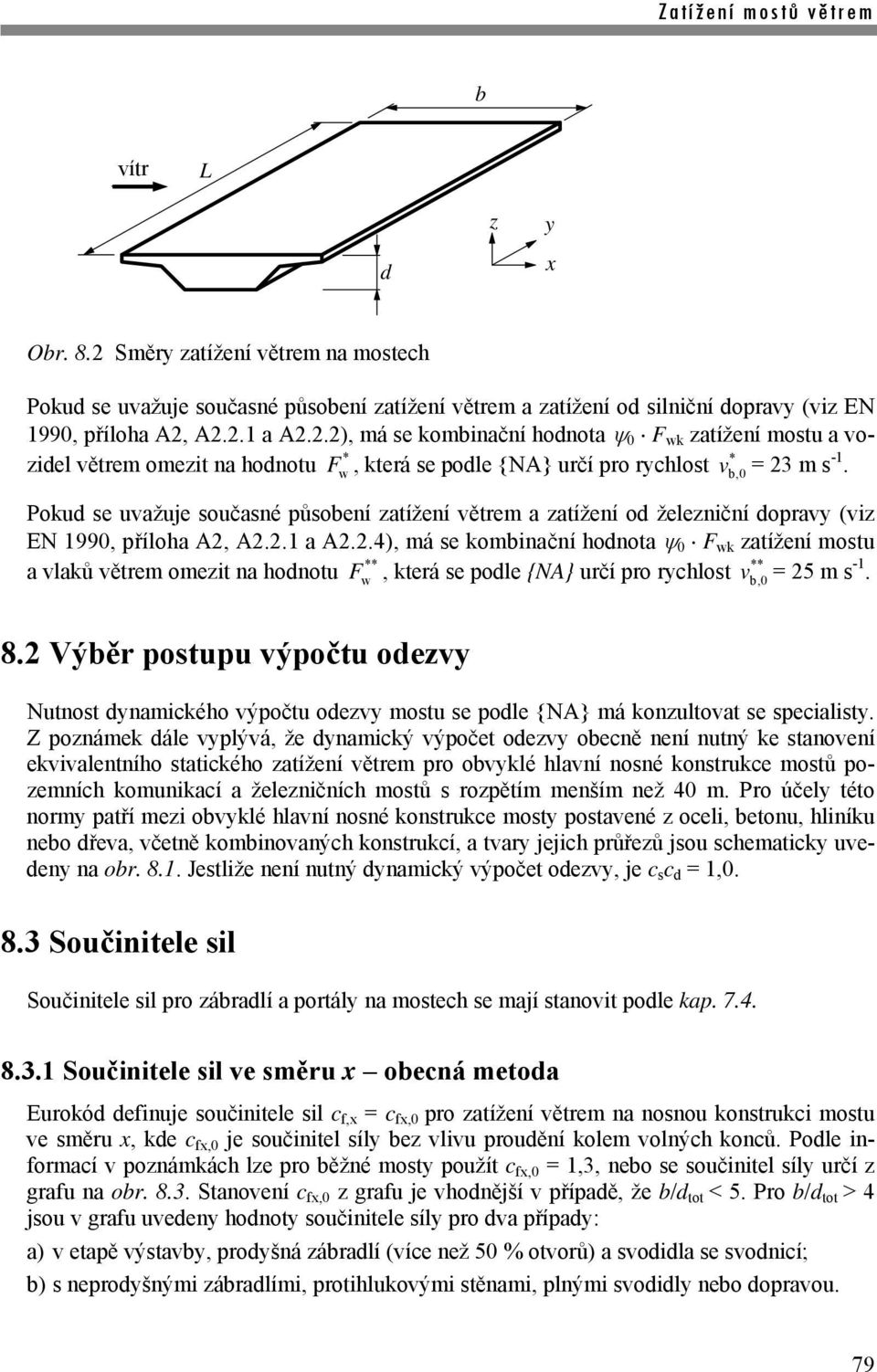 A2.2.1 a A2.2.4), má se kominační hodnota 0 F wk zatížení mostu a vlaků větrem omezit na hodnotu F, která se podle {NA} určí pro rychlost v = 25 m s -1. ** w *,0 **,0 8.