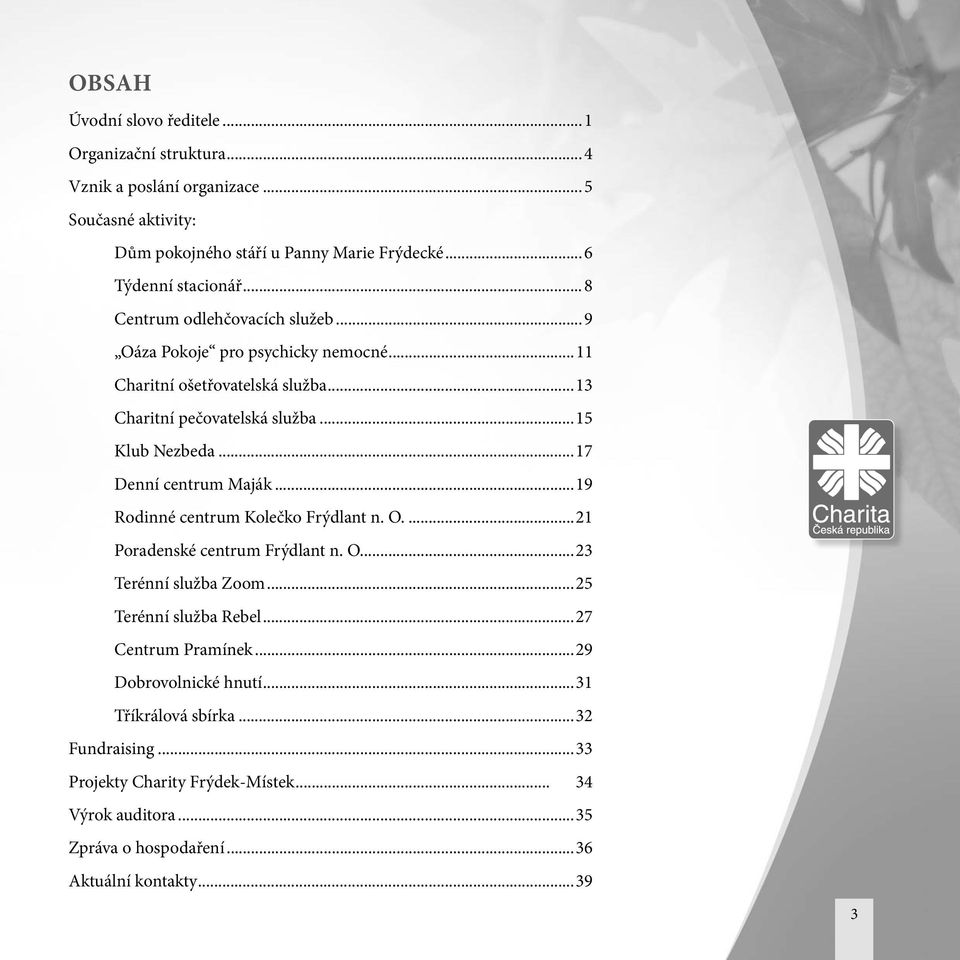 ..17 Denní centrum Maják...19 Rodinné centrum Kolečko Frýdlant n. O....21 Poradenské centrum Frýdlant n. O....23 Terénní služba Zoom...25 Terénní služba Rebel.
