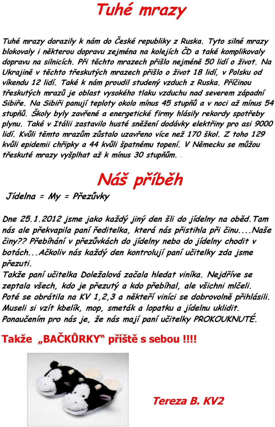 Příčinou třeskutých mrazů je oblast vysokého tlaku vzduchu nad severem západní Sibiře. Na Sibiři panují teploty okolo mínus 45 stupňů a v noci až mínus 54 stupňů.