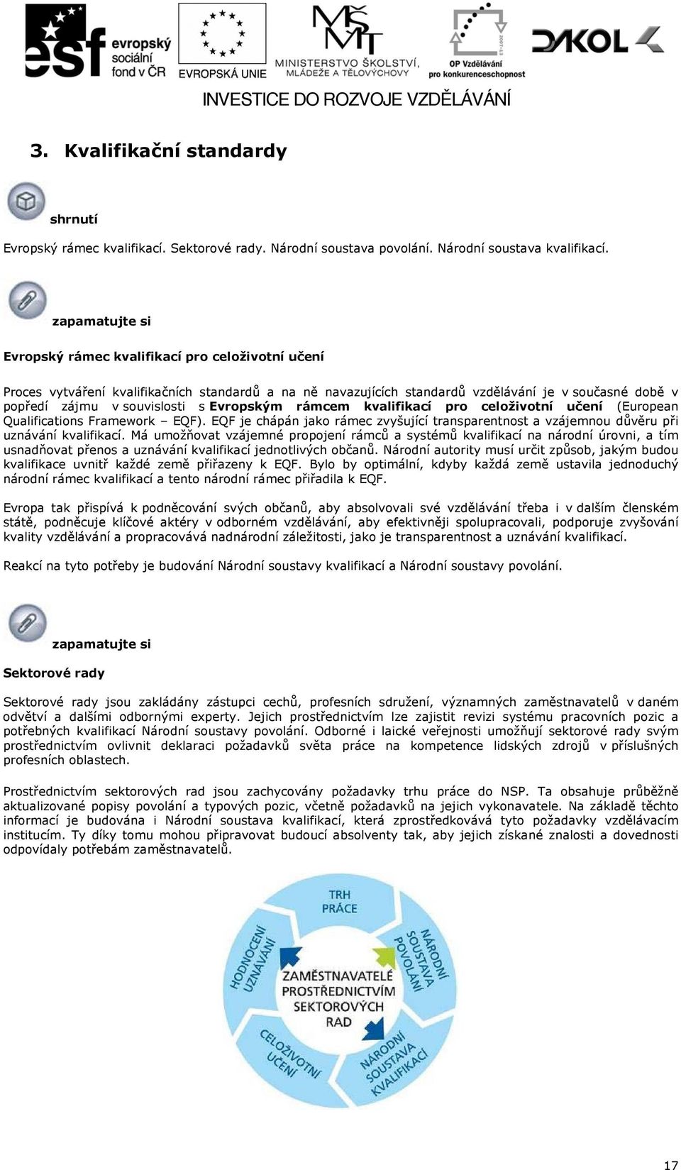 rámcem kvalifikací pro celoživotní učení (European Qualifications Framework EQF). EQF je chápán jako rámec zvyšující transparentnost a vzájemnou důvěru při uznávání kvalifikací.