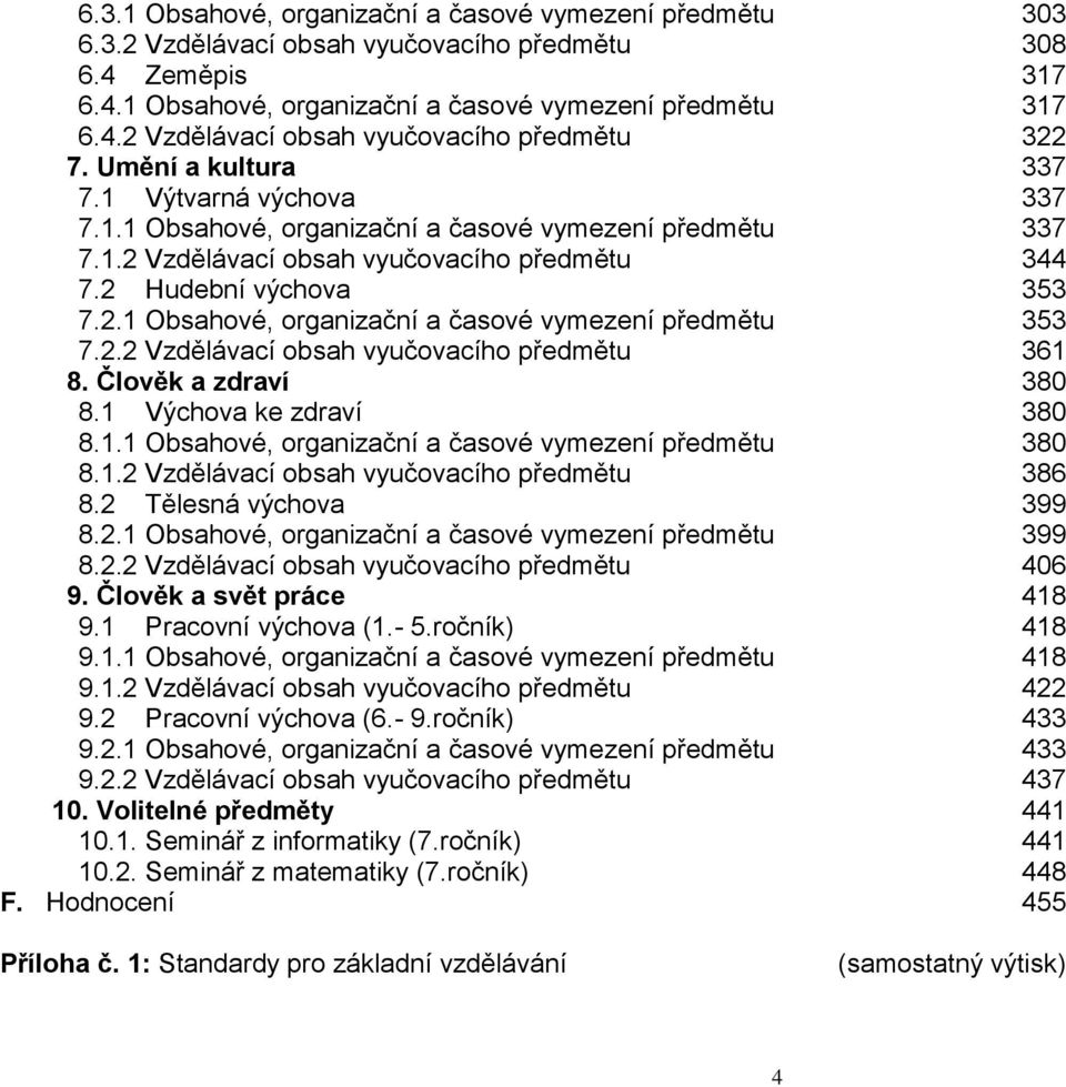 2.2 Vzdělávací obsah vyučovacího předmětu 361 8. Člověk a zdraví 380 8.1 Výchova ke zdraví 380 8.1.1 Obsahové, organizační a časové vymezení předmětu 380 8.1.2 Vzdělávací obsah vyučovacího předmětu 386 8.