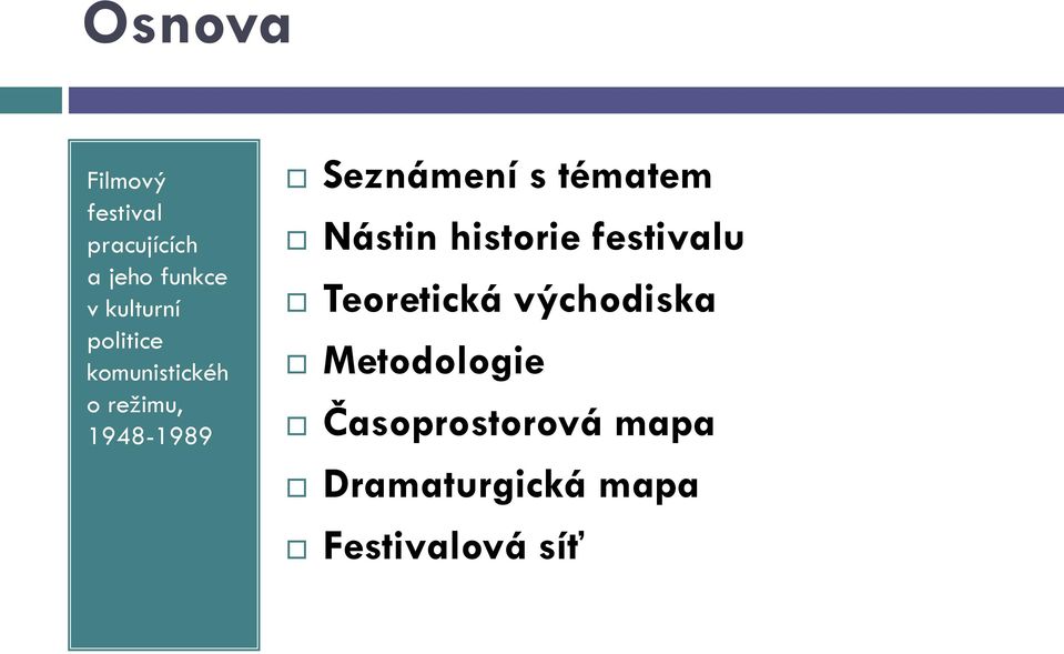 Seznámení s tématem Nástin historie festivalu Teoretická