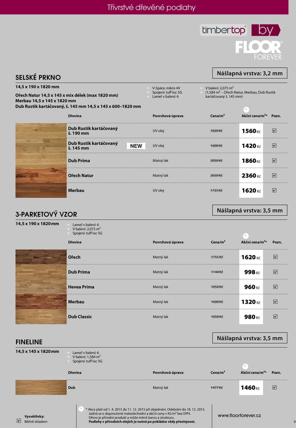 145 mm) Dub Rustik kartáčovaný š. 190 mm Dub Rustik kartáčovaný š.