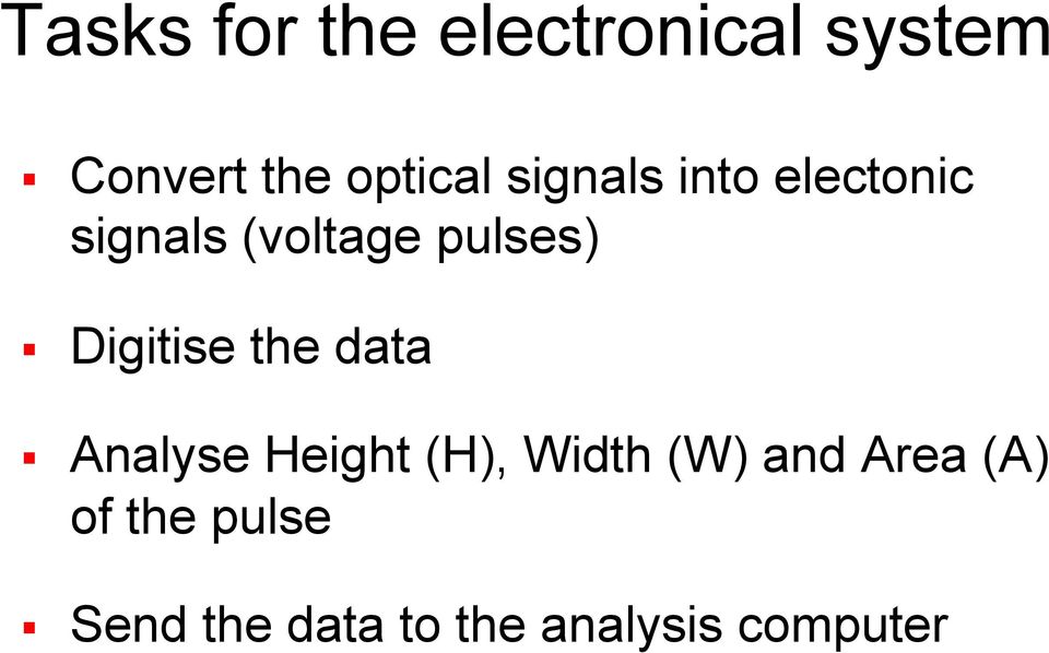 Digitise the data Analyse Height (H), Width (W) and