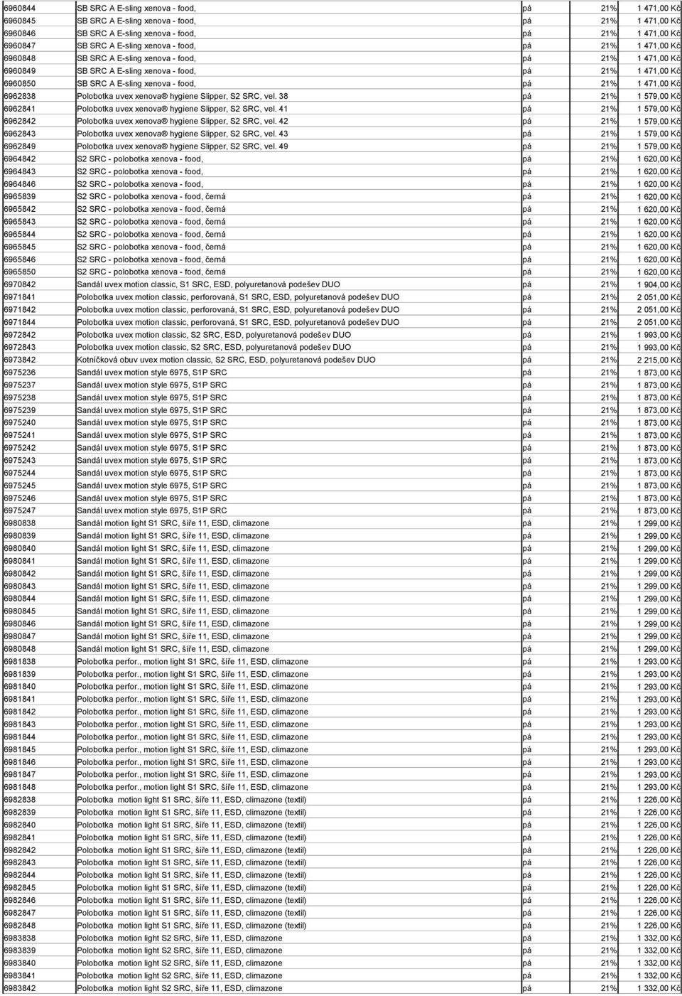 38 pá 21% 6962841 Polobotka uvex xenova hygiene Slipper, S2 SRC, vel. 41 pá 21% 6962842 Polobotka uvex xenova hygiene Slipper, S2 SRC, vel.