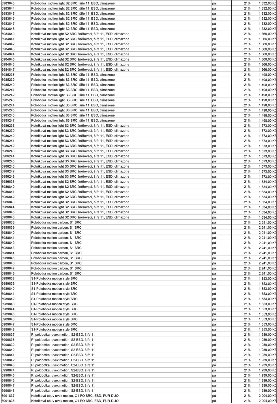 šíře 11, ESD, climazone pá 21% 6984840 Kotníková motion light S2 SRC šněřovací, šíře 11, ESD, climazone pá 21% 6984841 Kotníková motion light S2 SRC šněřovací, šíře 11, ESD, climazone pá 21% 6984842