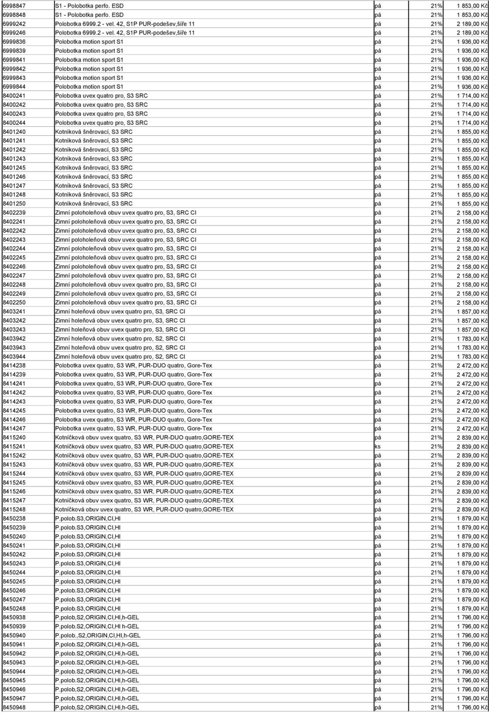 42, S1P PUR-podešev,šíře 11 pá 21% 6999836 Polobotka motion sport S1 pá 21% 6999839 Polobotka motion sport S1 pá 21% 6999841 Polobotka motion sport S1 pá 21% 6999842 Polobotka motion sport S1 pá 21%