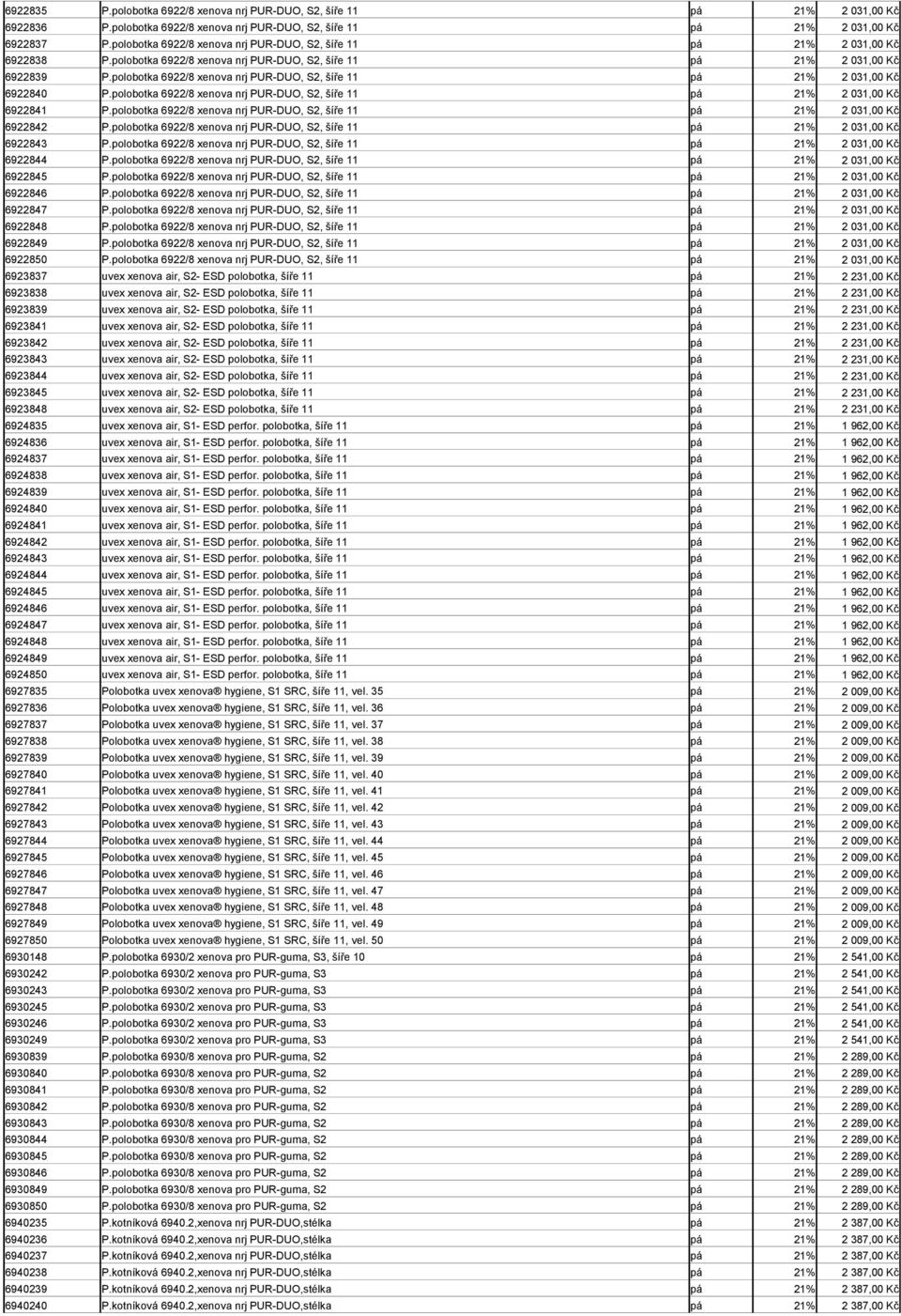 polobotka 6922/8 xenova nrj PUR-DUO, S2, šíře 11 pá 21% 6922841 P.polobotka 6922/8 xenova nrj PUR-DUO, S2, šíře 11 pá 21% 6922842 P.polobotka 6922/8 xenova nrj PUR-DUO, S2, šíře 11 pá 21% 6922843 P.