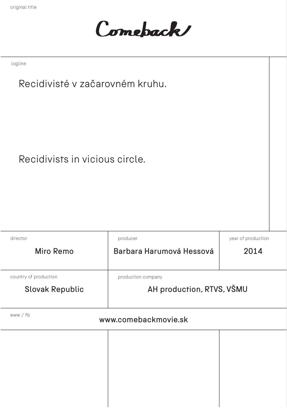 director producer year of production Miro Remo Barbara Harumová