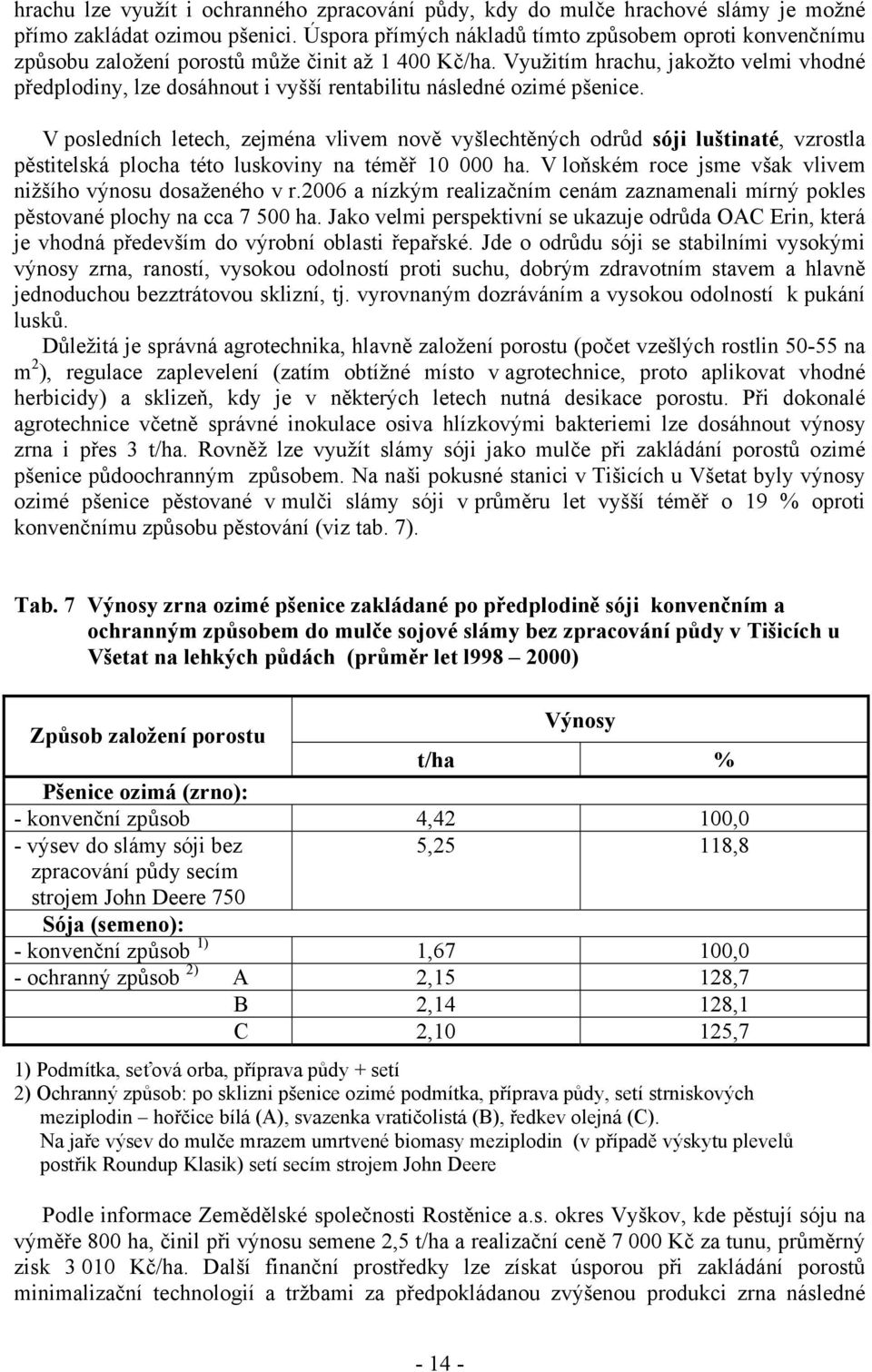 Využitím hrachu, jakožto velmi vhodné předplodiny, lze dosáhnout i vyšší rentabilitu následné ozimé pšenice.