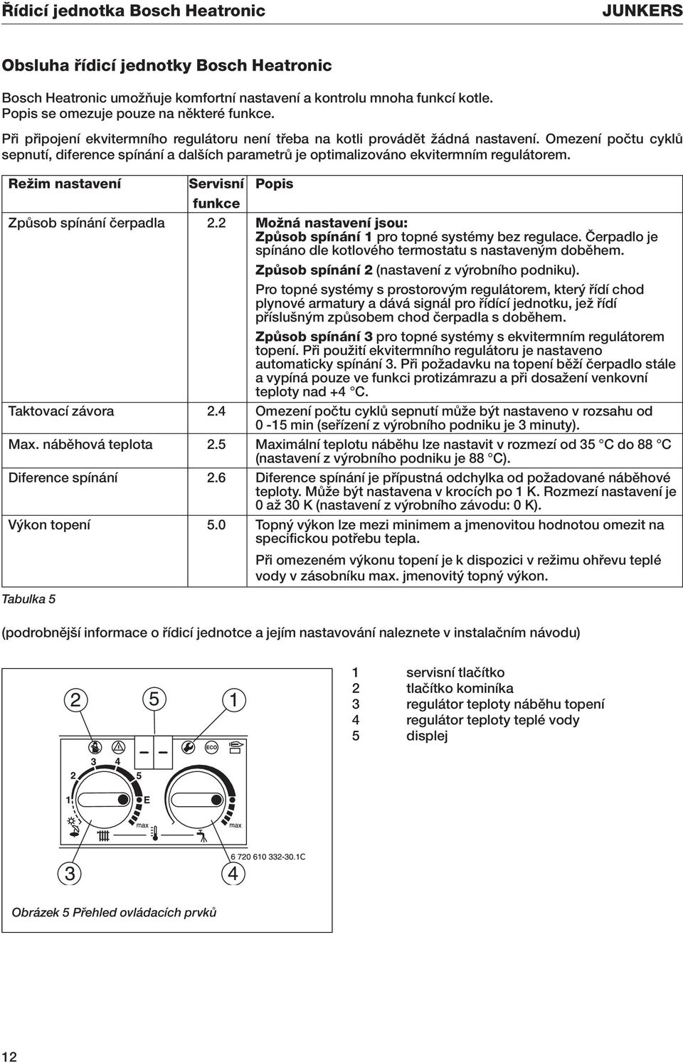 ReÏim nastavení Servisní Popis funkce ZpÛsob spínání ãerpadla 2.2 MoÏná nastavení jsou: ZpÛsob spínání 1 pro topné systémy bez regulace.