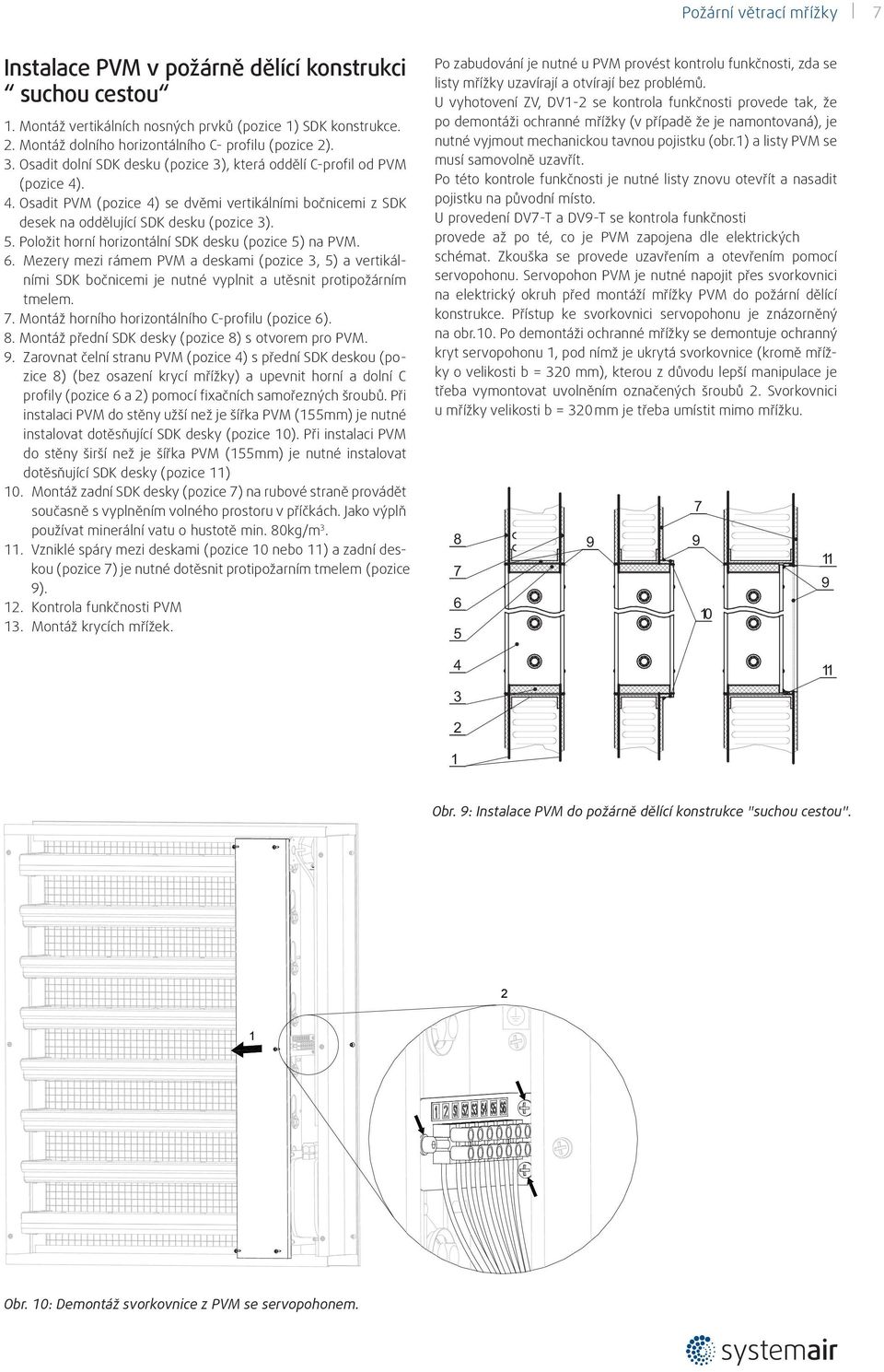 Položit horní horizontální SDK desku (pozice 5) na. 6. Mezery mezi rámem a deskami (pozice 3, 5) a vertikálními SDK bočnicemi je nutné vyplnit a utěsnit protipožárním tmelem. 7.