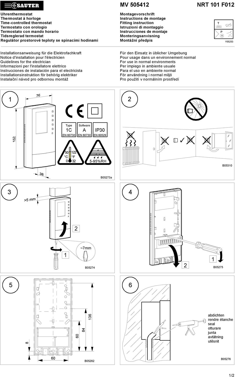 Installationsanweisung für die Elektrofachkraft Notice d'installation pour l'électricien Guidelines for the electrician Informazioni per l'installatore elettrico Instrucciones de instalación para el